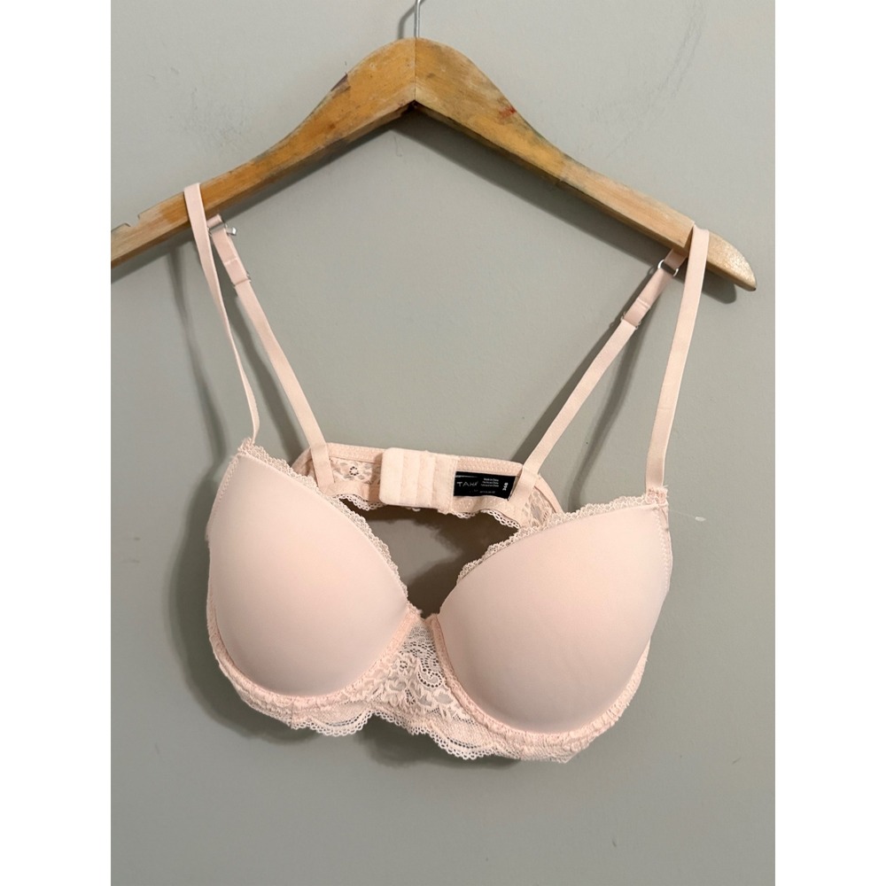 Tahari T-Shirt Bra Womens 36B Peach Lace Trim Underwire Lightly Lined 70-250-TZC